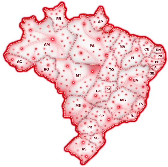 Mapa do Brasil indicando o alcance nacional da Blade Assessoria